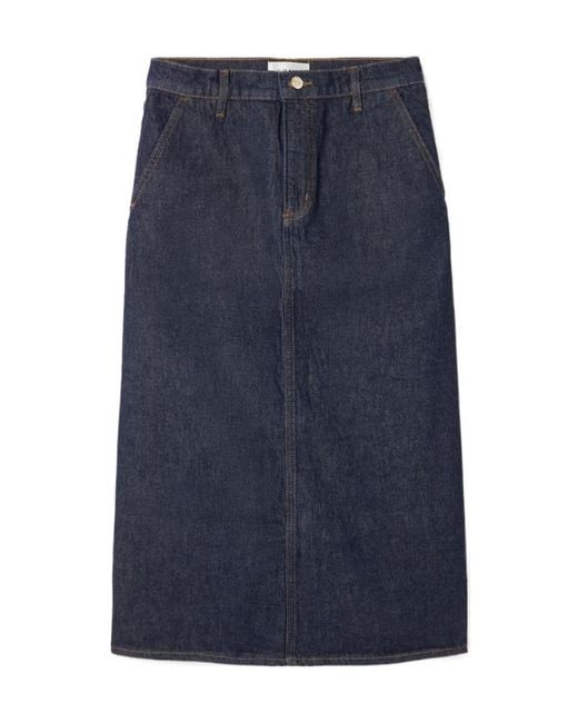 FRAME Blue Denim Midi Skirt