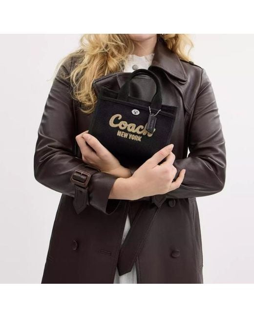 COACH Black Cargo Logo Flocked Tote Bag