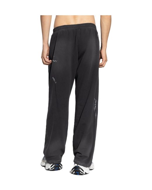 Balenciaga Gray Logo Patch Baggy Sweatpants for men
