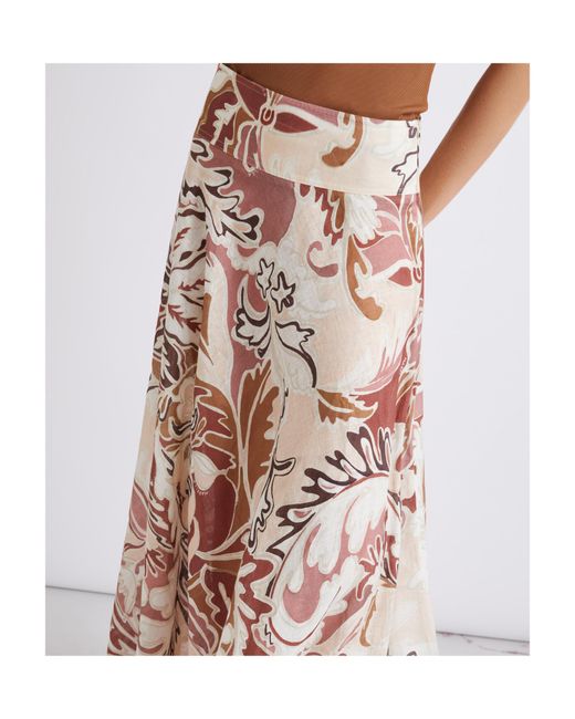 Marella White Printed Linen Skirt