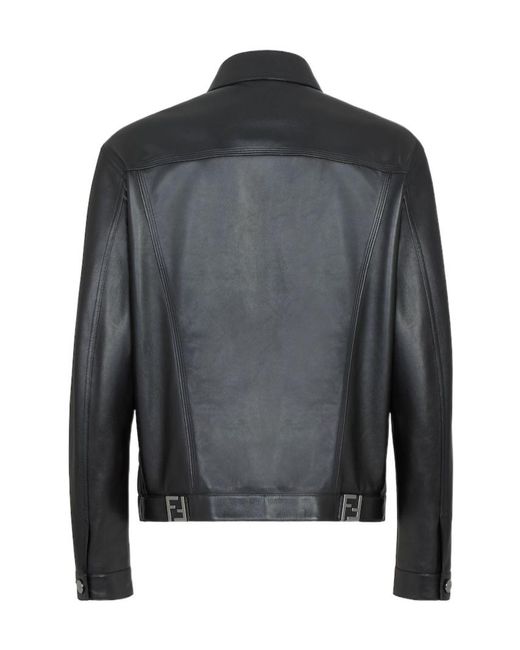Fendi Black Fabiana Filippi Long Sleeved Leather Jacket for men