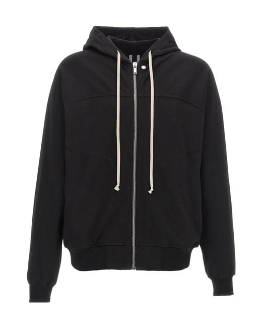 Rick Owens Black Zipped Windbreaker Hoodie for men