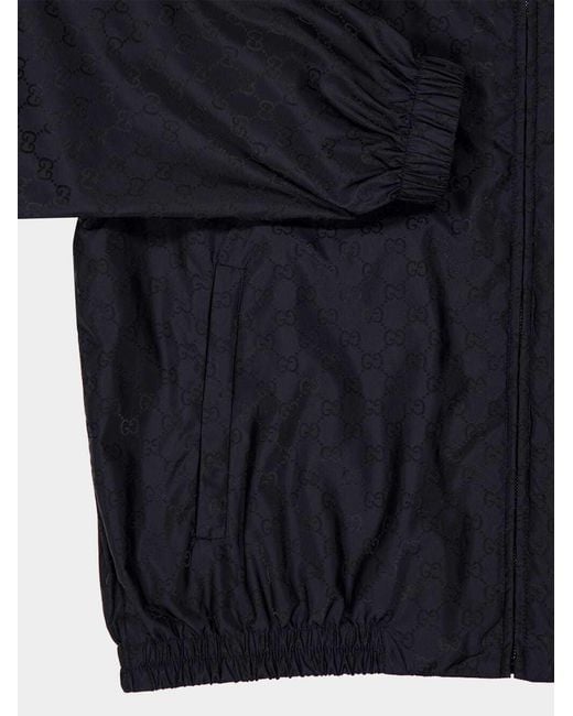 Gucci Blue Gg Jacquard Nylon Zip Jacket for men