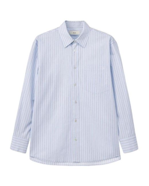 DUNST Blue Striped Button-Up Shirt for men
