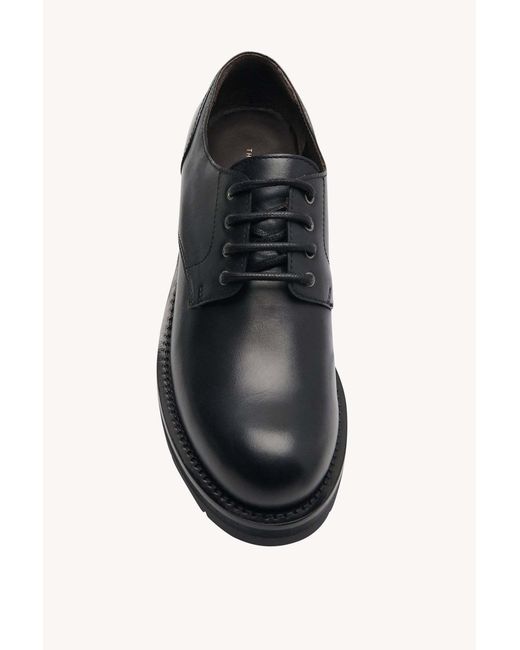 The Row Black Leather Lace-Up Shoes