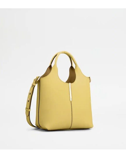 Tod's Yellow Logo Engraved Mini Shopping Bag