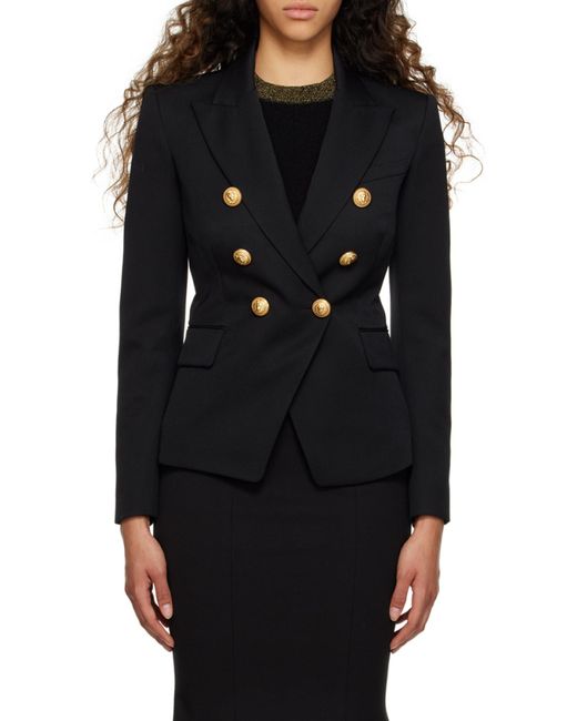 Balmain Black Button Embellished Tailored Blazer