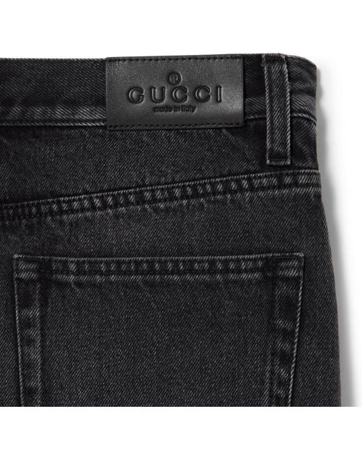 Gucci Black Cotton Denim Shorts With Horsebit