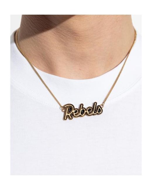 DSquared² White Rebels Logo Detail Necklace for men