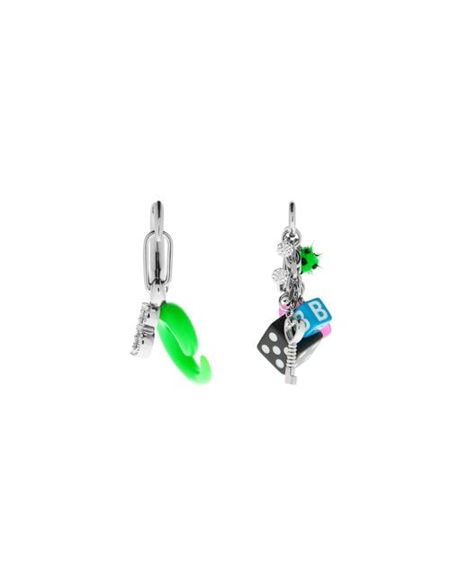 Balenciaga Green Charm Detailed Earrings