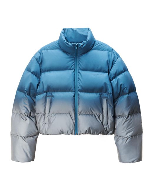 Alexander Wang Blue Reflective Cropped Puffer Coat