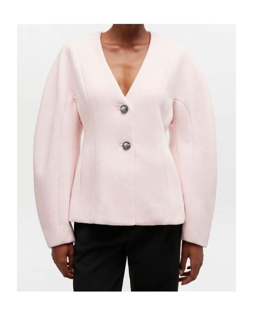 Ganni Pink V-Neck Jacket