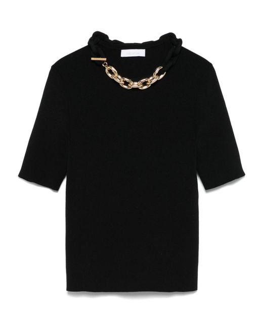 Rabanne Black Chain Link-Detailed Crewneck Top
