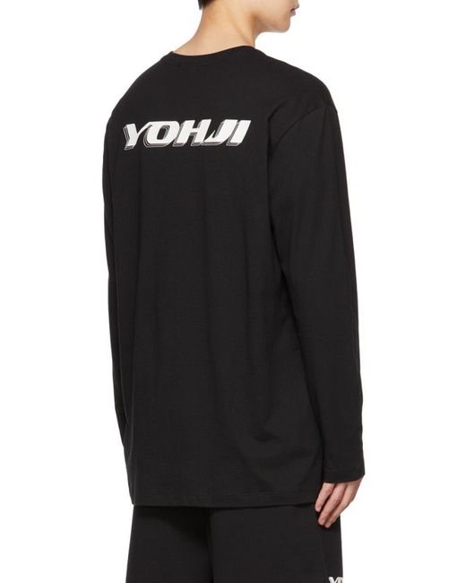 Y-3 Black Logo-Print Long-Sleeve T-Shirt for men