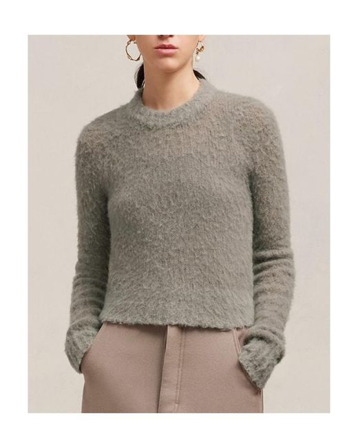 AMI Gray Ami Brushed Crewneck Knitted Jumper