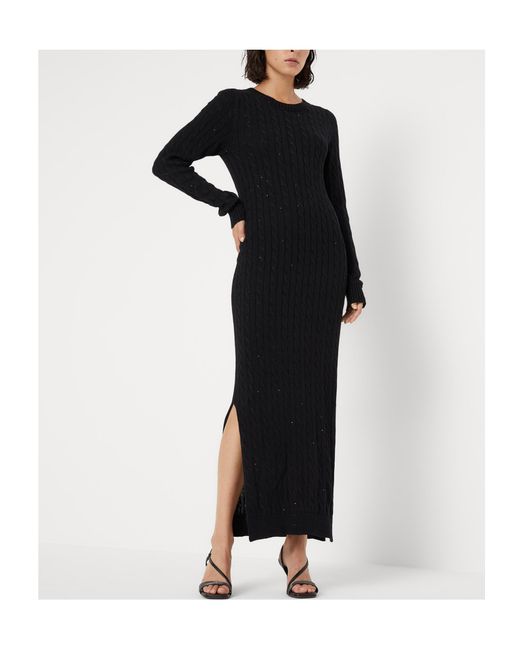 Brunello Cucinelli Black Sequin Embellished Knitted Dress