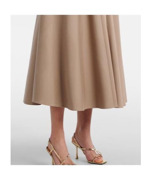 Patou Brown Gathered Cotton Gabardine Midi Skirt