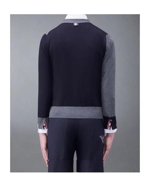 Thom Browne Blue Panelled Button-Up Cardigan for men