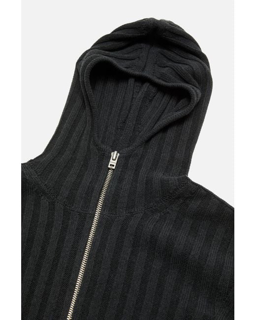 Acne Black Zip-Up Hooded Cardigan for men