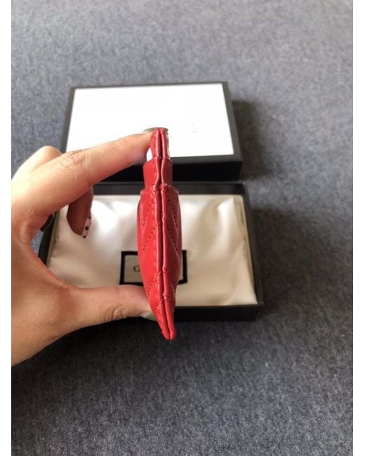 Gucci Red Gg Marmont Card Case