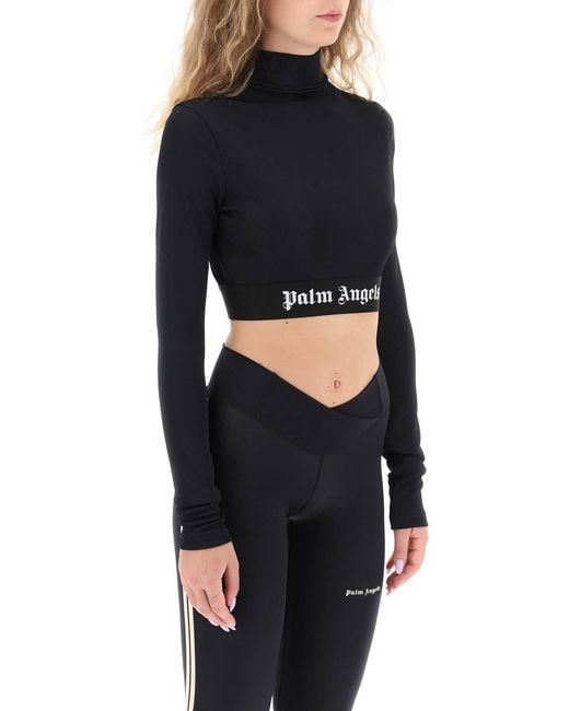 Palm Angels Black Logo Waistband Long-Sleeved Top