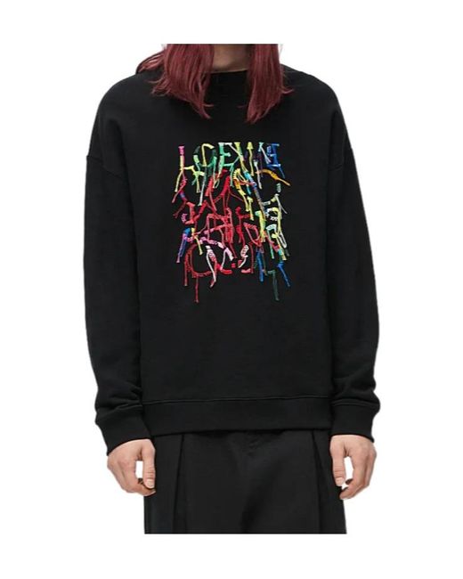 Loewe Black Logo Embroidered Crewneck Sweatshirt for men