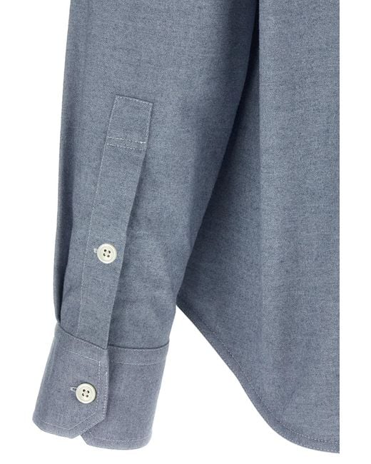 Thom Browne Blue Bar Flannel Shirt for men