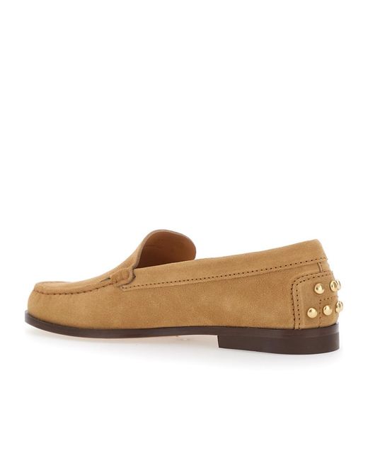 Tod's Brown Logo Embossed Slip-On Loafers