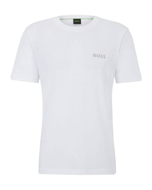 Boss White Boss 3D Mesh Logo Regular-Fit T-Shirt for men