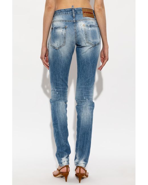 DSquared² Blue Super Skinny Distressed Jeans