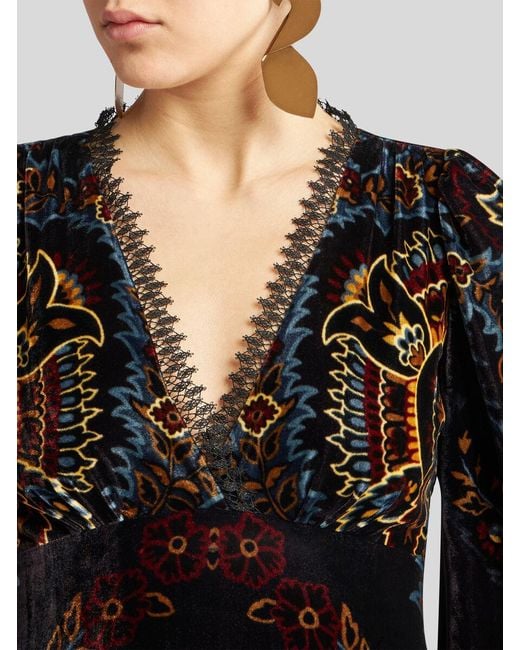 Etro Black Printed Velvet Dress