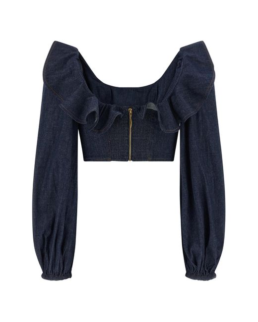 Zimmermann Blue Aster Denim Frill Top