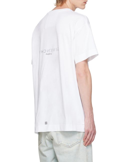 Givenchy White Logo Printed Round Neck Oversized T-Shirt for men