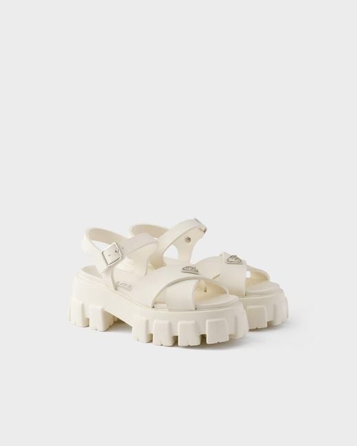 Prada White Monolith Rubber Sandals