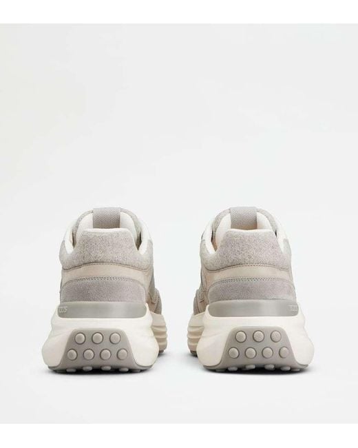 Tod's White Round-Toe Lace-Up Sneakers