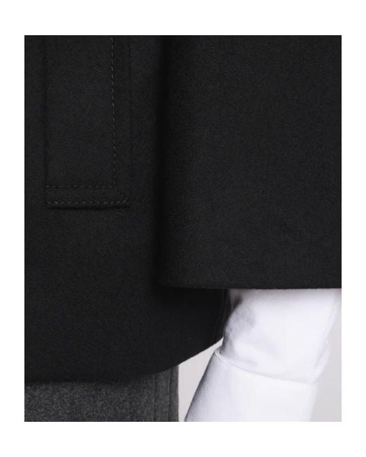 Fay Black Cape Wool Blend Coat