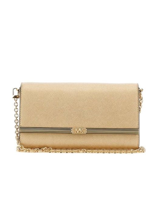 Michael Kors Natural Michael Mona Large Metallic Clutch Bag