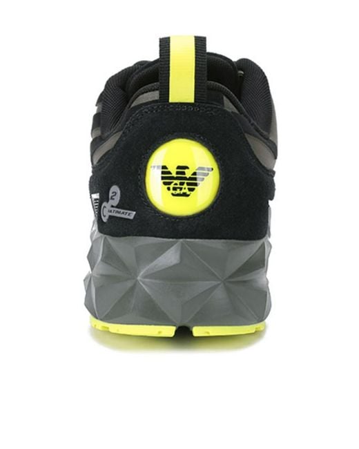 EA7 Black Logo Panel Low-Top Sneakers for men