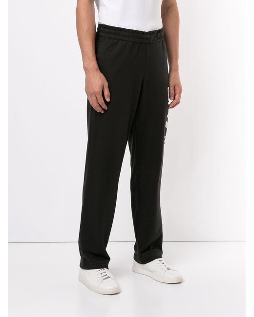 EA7 Black Logo-Print Track Pants for men