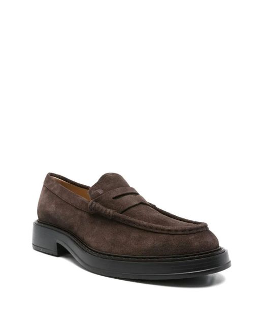 Tod's Brown Penny Suede Loafers for men