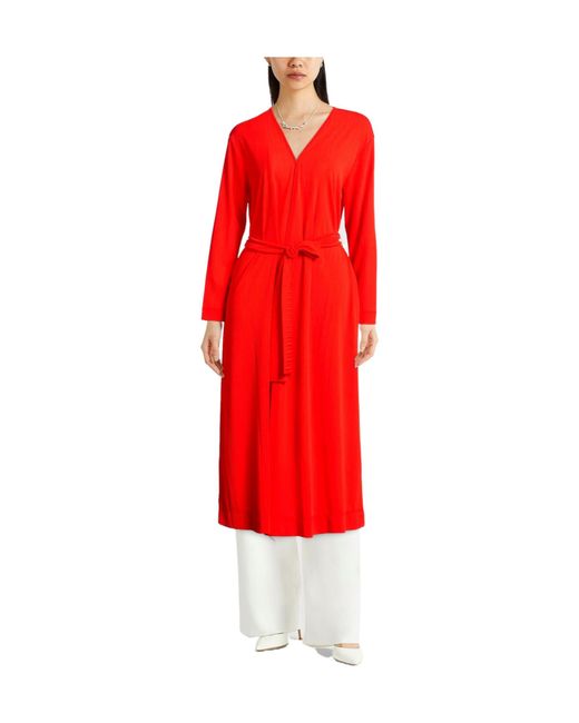 Max Mara Red Lightweight Knit Long-Sleeve Cardigan