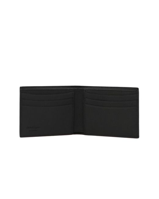 Ferragamo Black Gancini Leather Bi-Fold Wallet for men