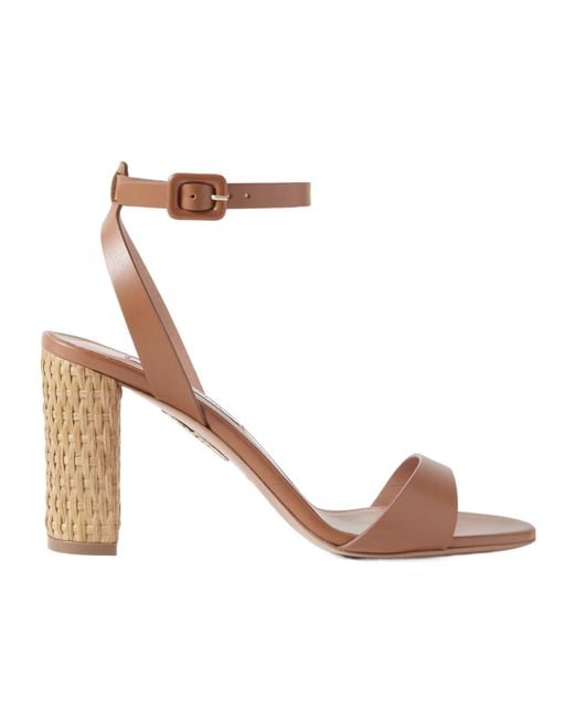 Aquazzura Pink Solid Color Leather Sandals