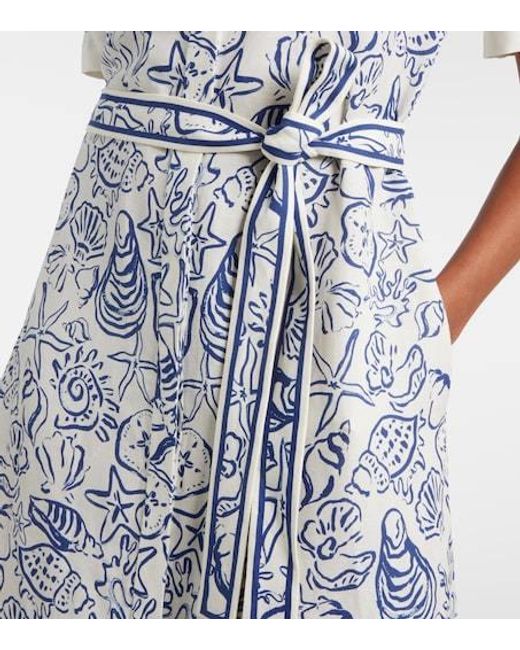 Jonathan Simkhai Blue Audria Printed Linen-Blend Shirt Dress