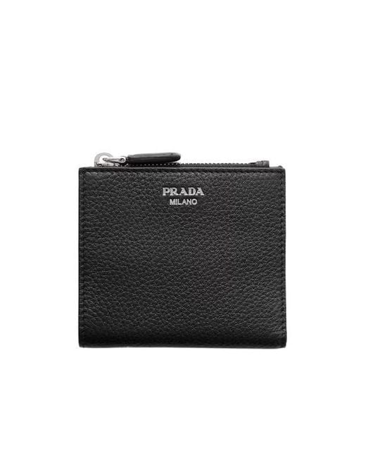 Prada Black Small Leather Wallet for men