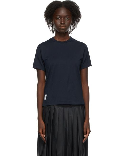Thom Browne Blue Logo Patch Crewneck T-Shirt