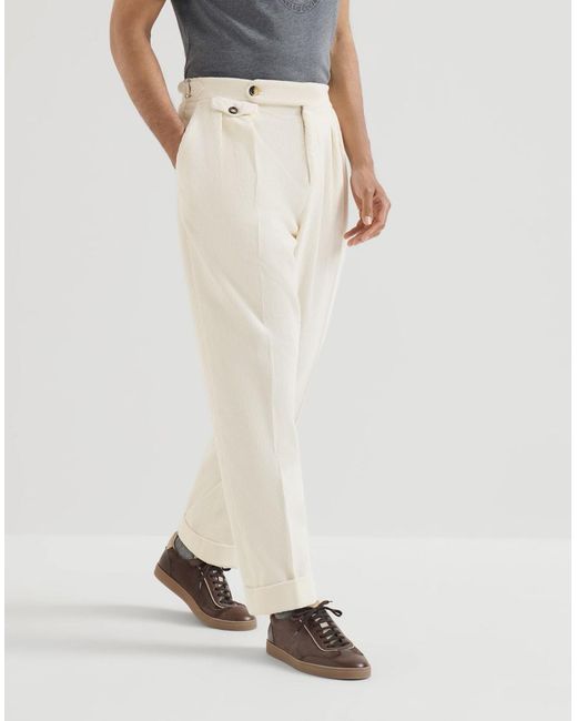 Brunello Cucinelli White Garment-Dyed Trousers for men