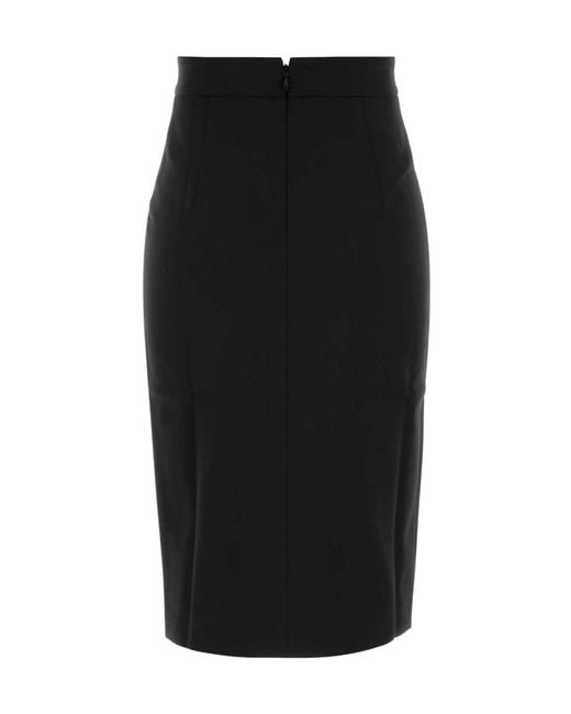 ANDAMANE Black Slim-Fit Midi Skirt