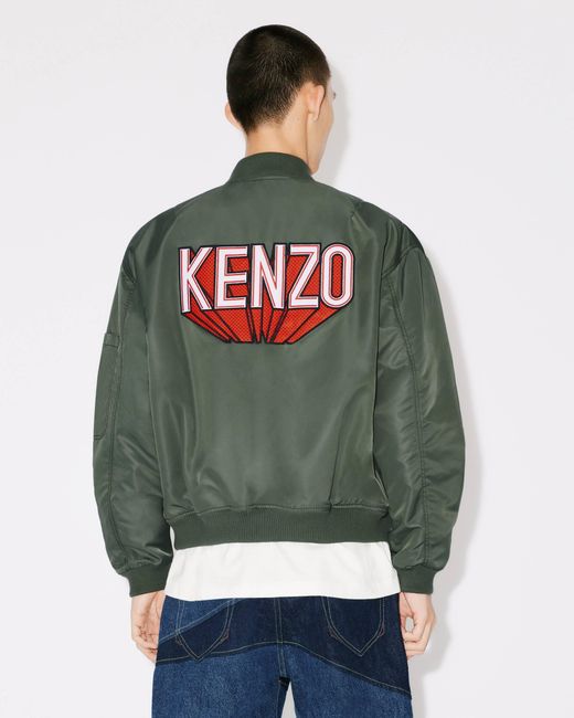 KENZO Green 3D Logo Zipped Bomber Jacket for men