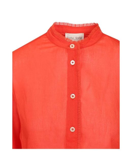 Forte_forte Red Serafino Lace-Trim Voile Shirt